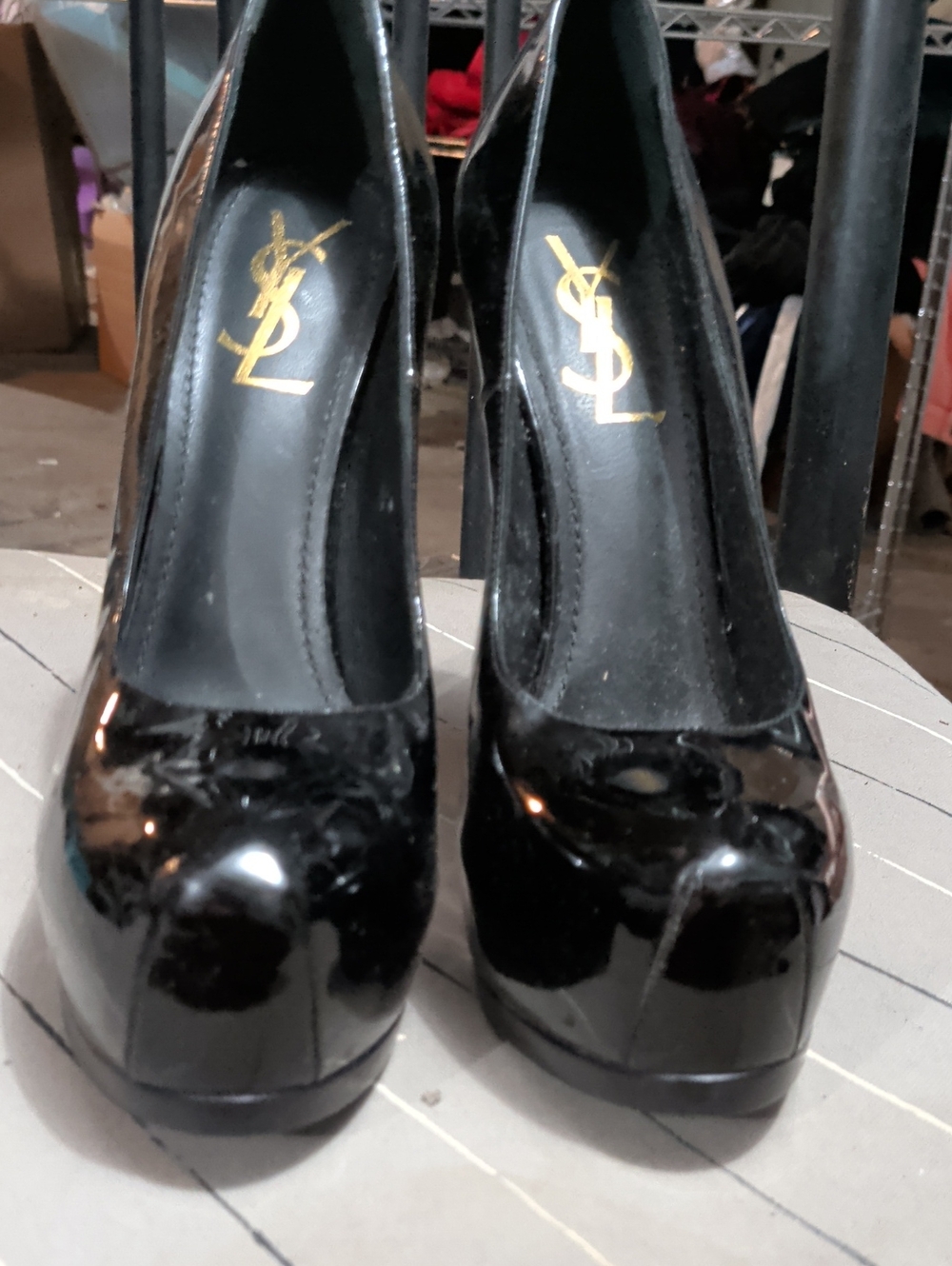 Nwob YSL Black Patent Platform Stiletto Pumps - Picture 5 of 9